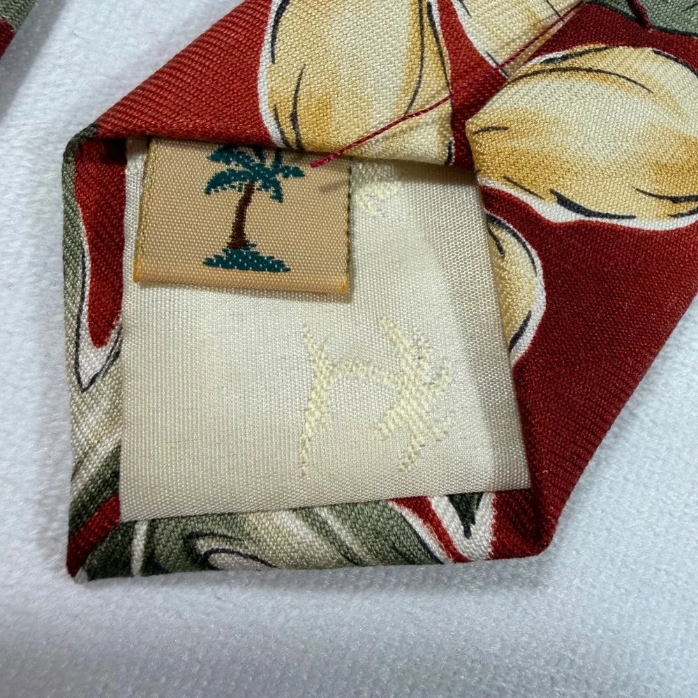 Tommy Bahama Silk‎ Tie Red Floral Palm Tree Island Vacation Necktie 60